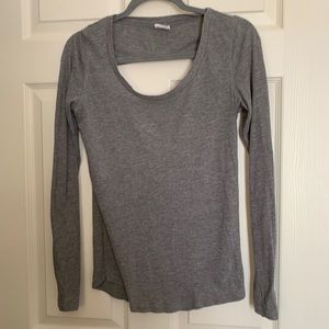 PINK - Gray Long Sleeve Shirt with Back Cut Out - Size S